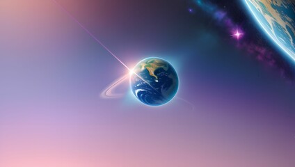 Purple space. earth & universe, unknown beautiful planet, illustration design. An imaginary galaxy design. dreamy atmosphere moonlight. Generative AI