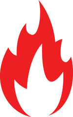 Fire icon red color. Symbol or emblem. Vector illustration