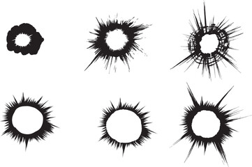 弾痕のシルエットイラスト素材セット © foolchico