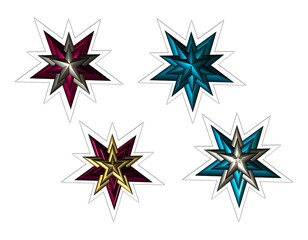 Fototapeta premium 3d silver and golden pink and blue five pointed stars stickers