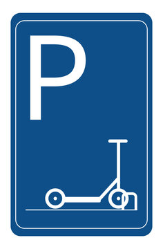 Vector image of a parking icon for a scooter. Parking place for electric scooters on the street. EPS10