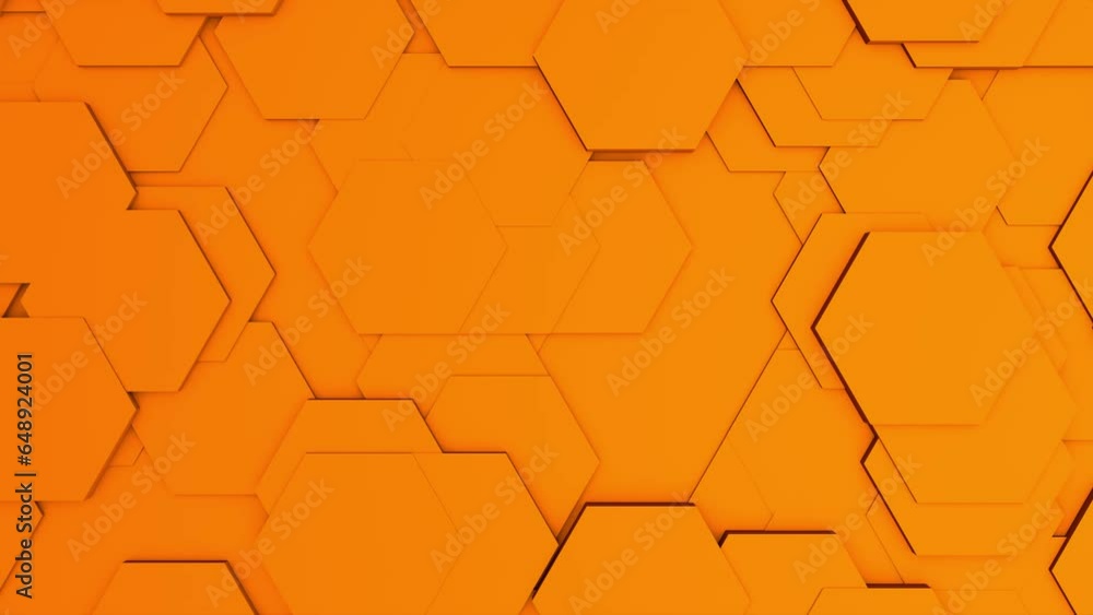 Poster orange hexagons. abstract background or animated screensaver for intro.