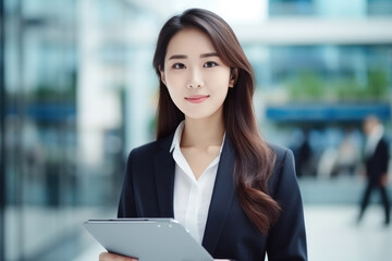 Beautiful Young Asian Woman Economist . Сoncept Diversity In Economics, Asian Women In The Workforce, Challenges For Young Professionals, Advantages Of Being Young