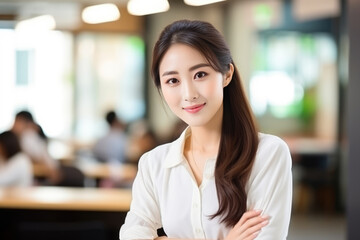 Beautiful Young Asian Woman Teacher. Сoncept Education Work Asian Women, Beauty Skincare Asian Women, Leadership Success Young Women, Cultural Representation Teachers