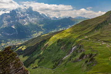 Fototapeta na wymiar Milibach waterfall above Grindelwald