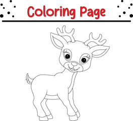 Christmas reindeer coloring page For children. Happy Christmas day