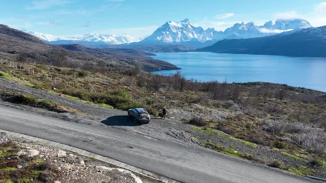 Patagonia Road At Torres Del Paine Puerto Natales Chile. Road Torres Del Paine Puerto Natales. Nature Patagonia Snow Covered Forest Trees. Nature Exterior Snow Covered Patagonia Stunning.