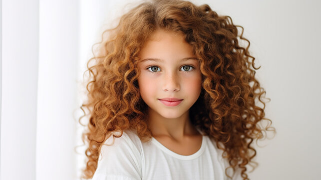 portrait of a beautiful girl on the white background