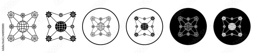 Poster network icon. online worldwide business expansion and management settings symbol. international web 