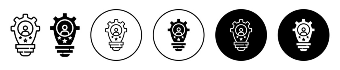 Skills icon. company skill worker or employee with excellent ability and performance symbol. Business staff with professional soft skill set and adaptability to success vector. Creative thinking sign.