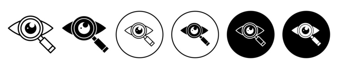 ophthalmology icon. Human eye sight inspection by optician symbol. Eye ball lens for clear view vector. - obrazy, fototapety, plakaty