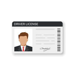 Fototapeta na wymiar Driver license icon in flat style. Id card vector illustration on isolated background. Person document sign business concept.