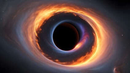 Naklejka premium Abstract Black Hole Absorbing Matter in a Cosmic Display of Mystery and Gravity