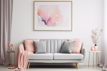 Minimalistic luxury interior design of modern living room, generative ai
