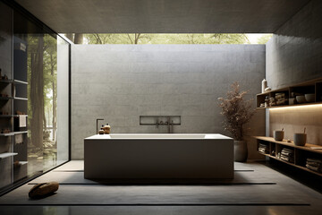 Interior design of modern bathroom, generative ai 