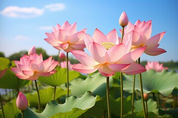 Obraz premium beautiful pink lotus flower plants