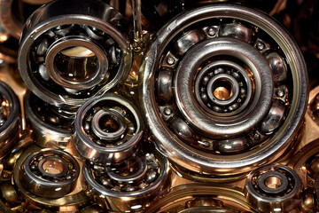 Ball bearing. Motor oil. Lubricating oil. - obrazy, fototapety, plakaty