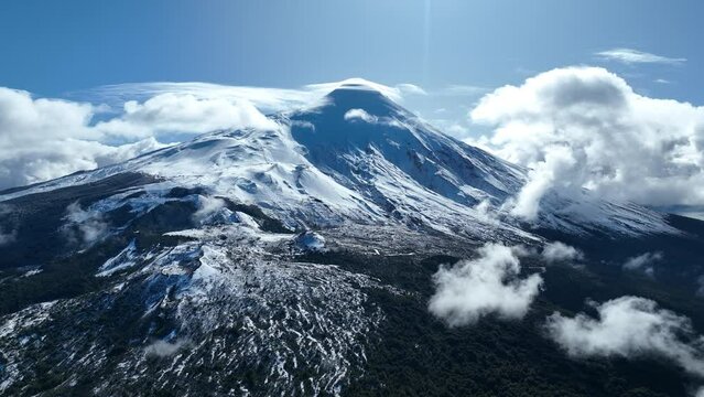 Osorno Volcano At Osorno Los Lagos Chile. Volcano Osorno Los Lagos. Patagonia High Angle View Outdoor Glacier. Outdoor Outside Outdoor Snow Covered Moodle. Outdoor Glacier Rural Countryside.