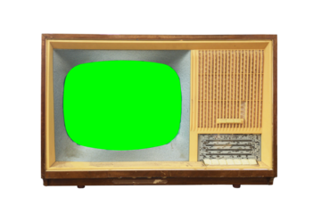 Old TV with green screen. Retro technology concept.