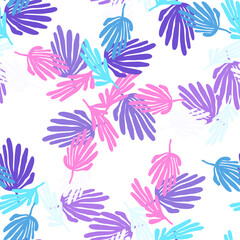 Tropical leaves background. Matisse inspired decoration wallpaper. Simple organic shape seamless pattern.