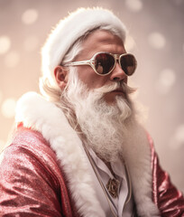 Cool modern Santa Claus in fancy pink costume