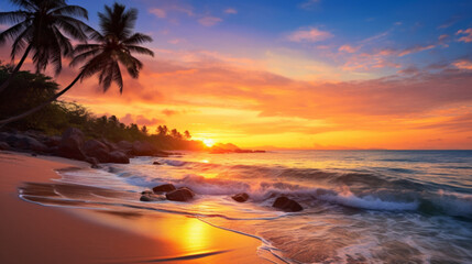 sunset evening on beach of island 