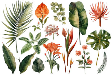 Tropical Plants Elements Clipart