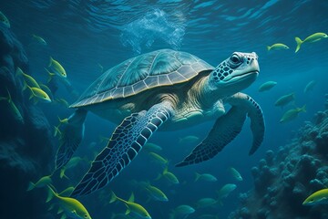Fototapeta premium Ocean Turtle, generative ai 