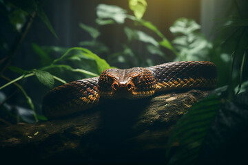 A dangerous snake in a tropical forest - obrazy, fototapety, plakaty