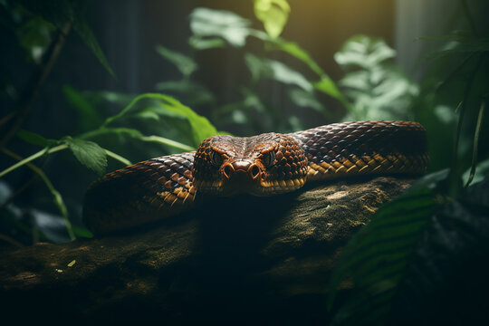 A dangerous snake in a tropical forest