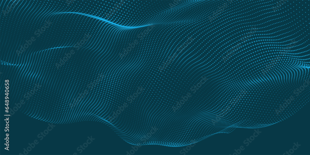 Poster abstract digital particle wave. futuristic dotted wave. technology background vector. vector illustr