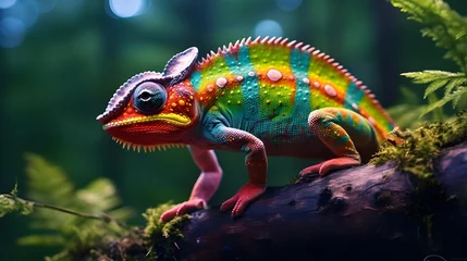 Selbstklebende Fototapeten chameleon on a branch © toomi123