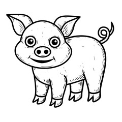 Illustration of Cute pig cartoon