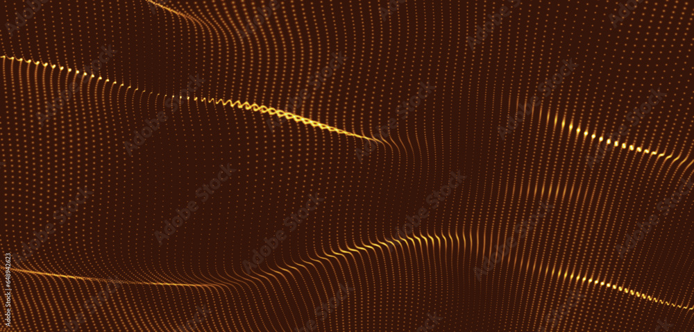 Poster Abstract digital particle wave. Futuristic dotted wave. Technology background vector. Vector illustration