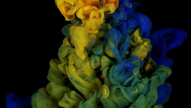 Fluid Color Transformation: Arcrylic Paints Blend in Slow Motion, Crafting an Abstract Artwork in 4K