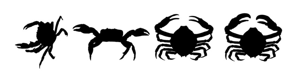 Set of crab silhouette - vector illustration