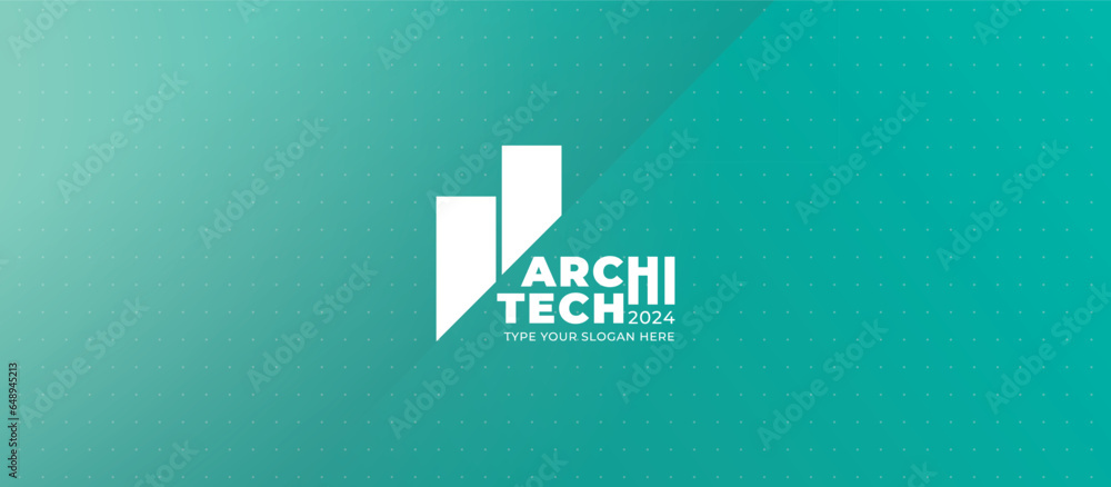 Poster logo graphic design of annual event summit and title made for architecture and technology theme - an