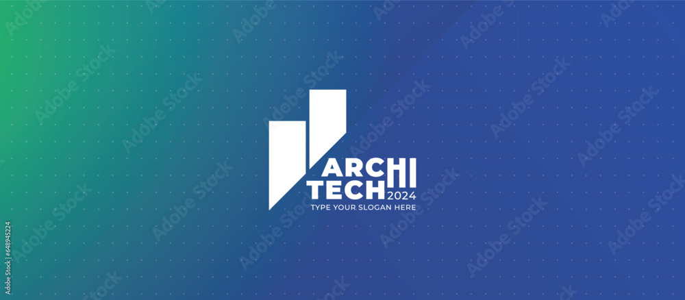 Poster logo graphic design of annual event summit and title made for architecture and technology theme - an