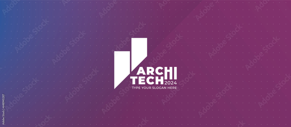 Poster logo graphic design of annual event summit and title made for architecture and technology theme - an
