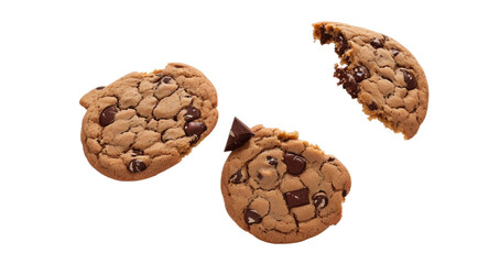 Obraz premium Flying Cookie Chocolate Chip On Transparent Background Png