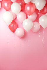 rosa pinke und weiße Ballons mit Platz für Text.. Hochkant. Hochformat. Generative Ai.
