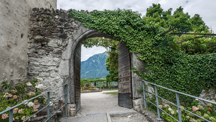 Fototapeta na wymiar The entrance to the panoramic garden in the Ancient City of Albertville, France.