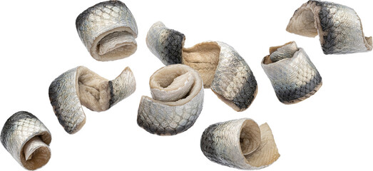 Salted herring rolls isolated