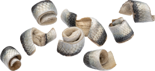 Salted herring rolls isolated