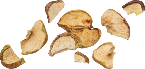 Dried apple slices isolated on white background