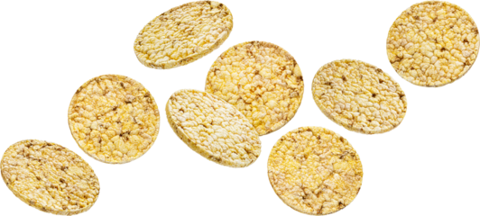 Puffed rice and corn cakes isolated