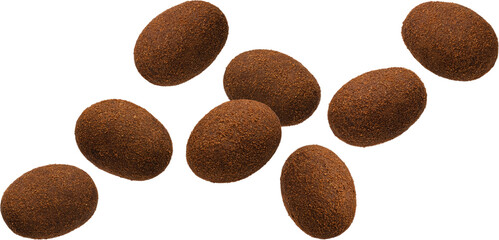 Chocolate coated almond in cocoa powder isolated