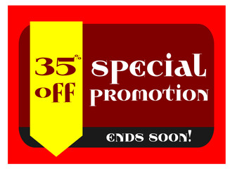 Special Promotion Banner Template. 35% Off. Vector Template Poster Sale Promotion.