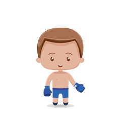 A cute chibi character boxing boy with gloves