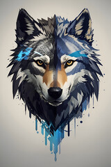 wolf head illustration - obrazy, fototapety, plakaty